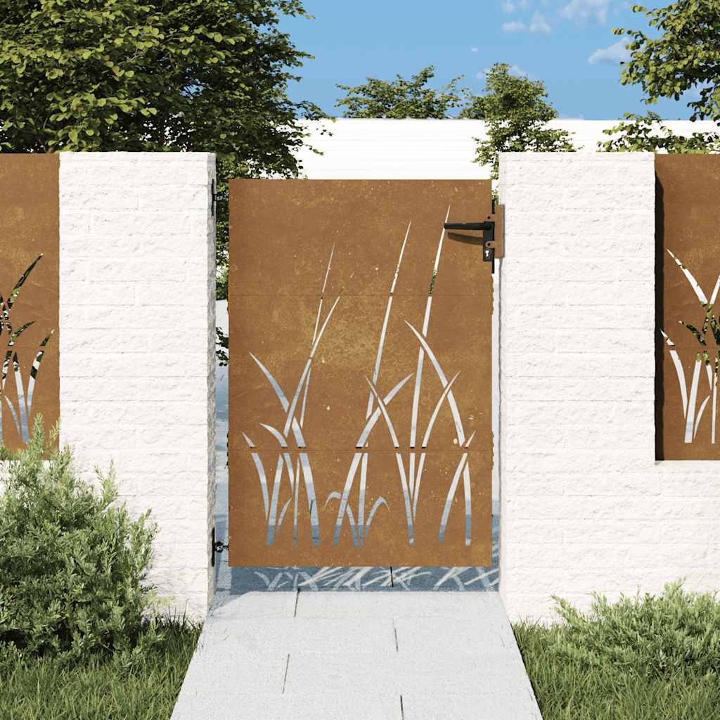 Vidaxxl portail 85x125 cm design herbe acier corten