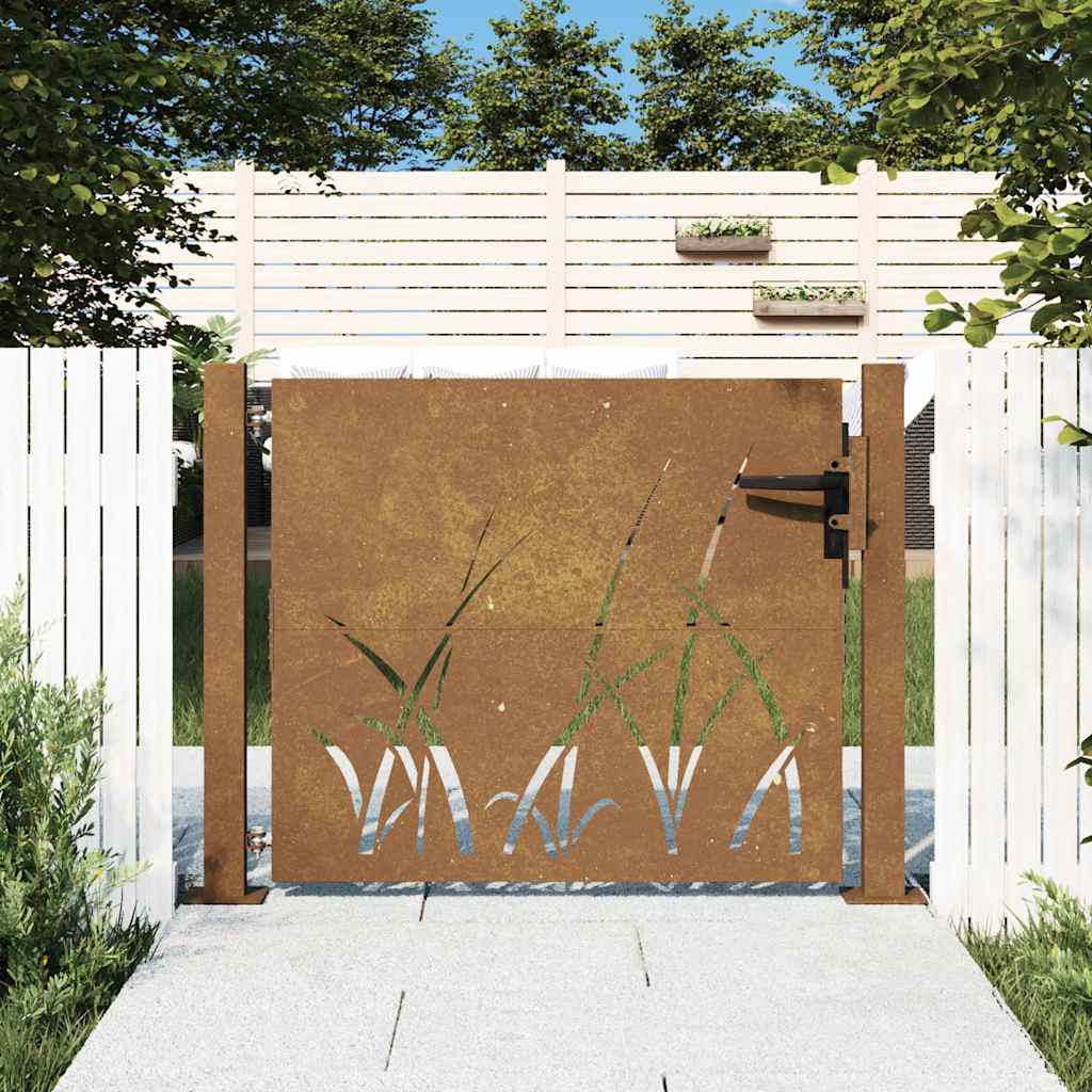 VidaXL portail 100x100 cm design herbe acier corten