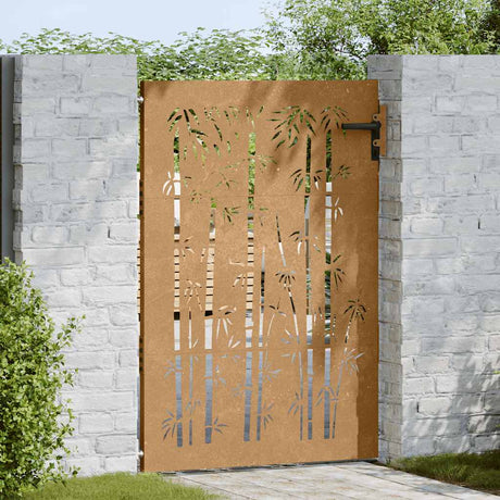 Vidaxxl portail 85x150 cm bambou design acier corten