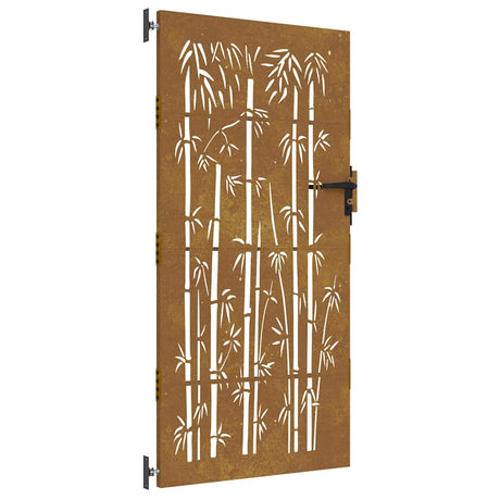Vidaxxl portail 85x200 cm bambou design acier corten