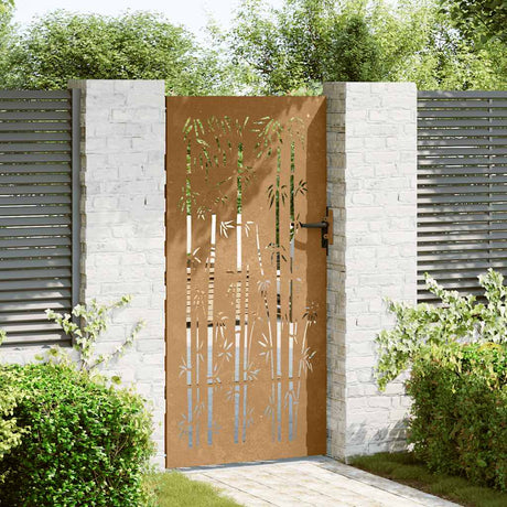Vidaxxl portail 85x200 cm bambou design acier corten