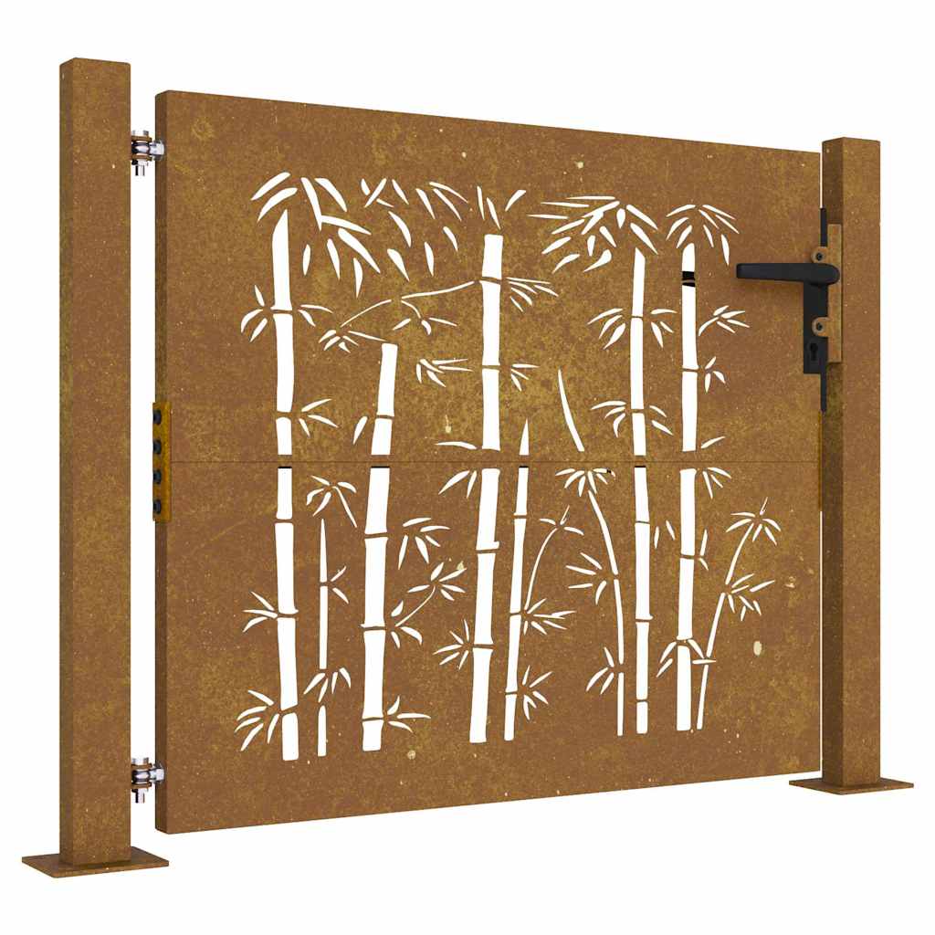 Vidaxxl portail 105x105 cm bambou design acier corten