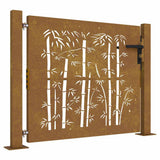 Vidaxxl portail 105x105 cm bambou design acier corten