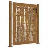 Vidaxxl portail 105x130 cm bambou design acier corten