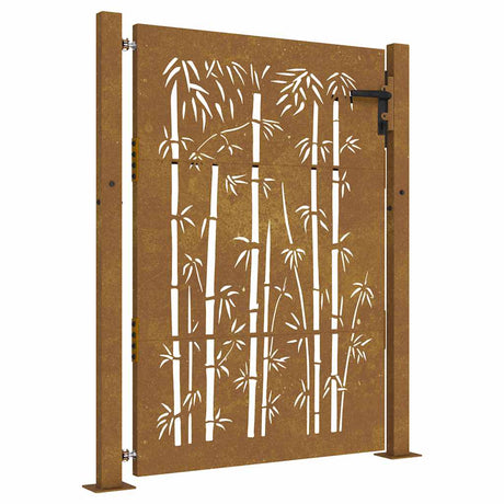 Vidaxxl portail 105x130 cm bambou design acier corten