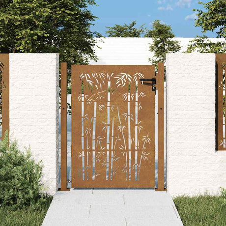 Vidaxxl portail 105x130 cm bambou design acier corten