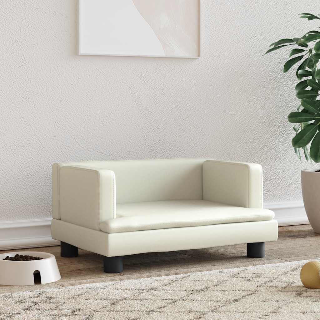 Vidaxxl lit pour chien 60x40x30 cm cuir artificiel couleur crème
