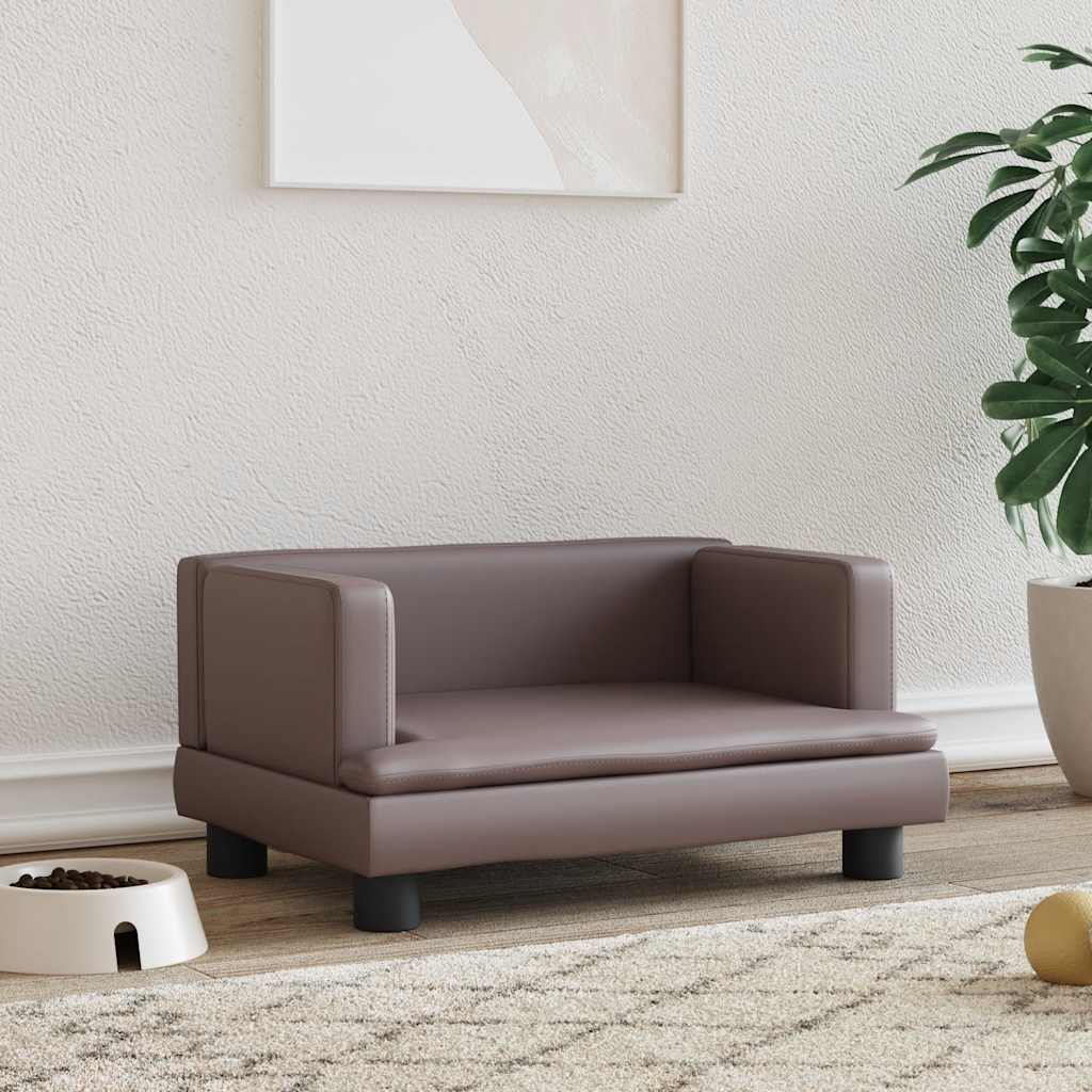 Vidaxxl lit pour chien 60x40x30 cm cuir artificiel marron