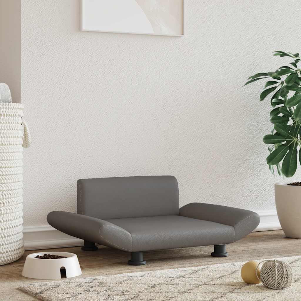 Vidaxxl lit pour chien 70x45x28 cm cuir artificiel gris