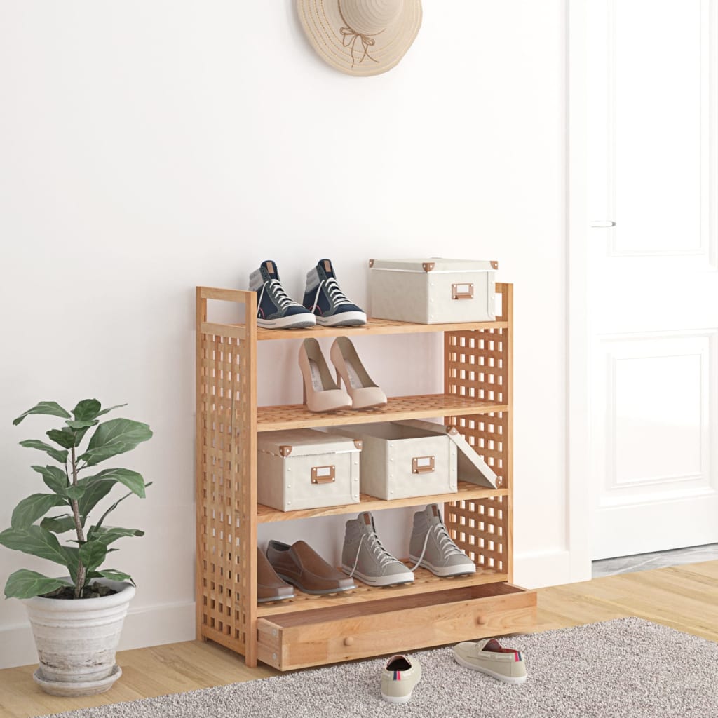 Vidaxl shoe rack with drawer 70x27x81 cm solid walnut wood