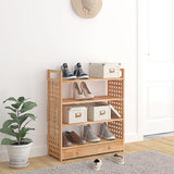 Rack à chaussures Vidaxl avec tiroir 70x27x81 cm en bois de noyer massif