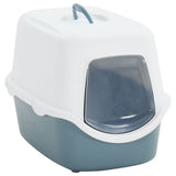 Boîte à litière Vidaxl avec couvercle 56x40x40 cm en polypropène blanc et bleu