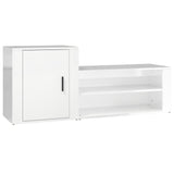 Armoire à chaussures vidaxl 130x35x54 cm en bois de bois haut brillant blanc