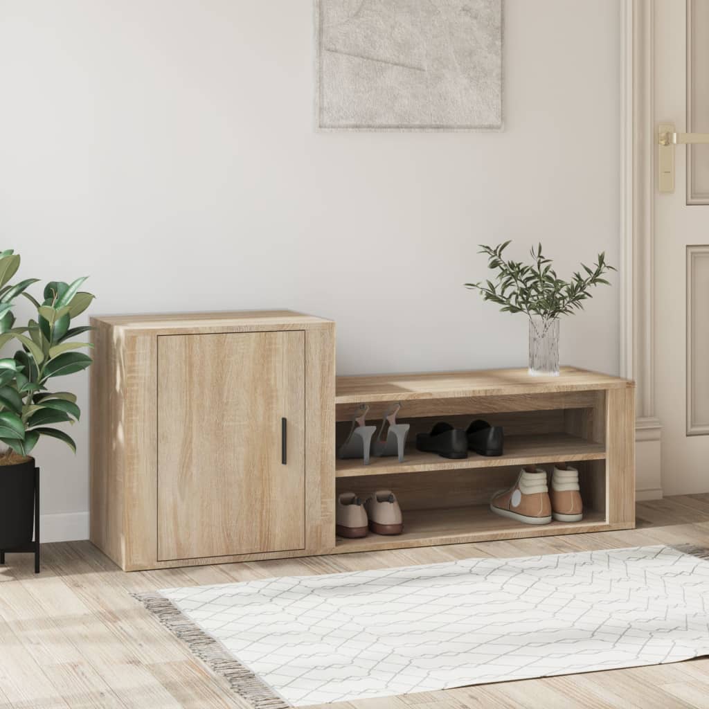 Armoire à chaussures vidaxl 130x35x54 cm en bois de bois de chêne sonoma coloré