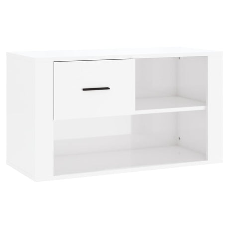 Armoire à chaussures vidaxl 80x35x45 cm en bois de bois haute brillant blanc