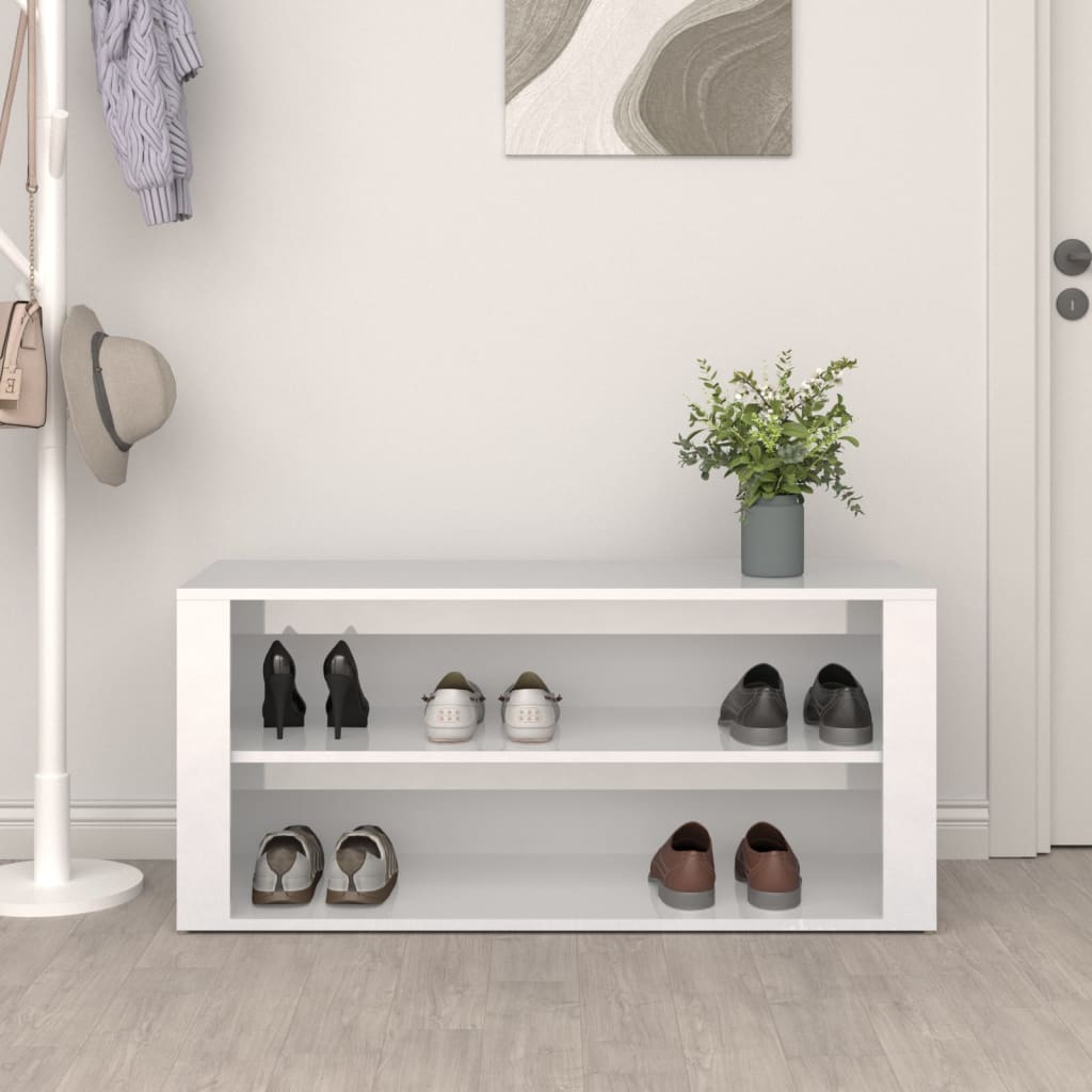 Schermo per scarpe Vidaxl 100x35x45 cm Bianco di legno trasformato in legno