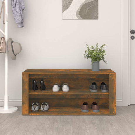 Rack de chaussures Vidaxl 100x35x45 cm en bois de bois de bois fumé coloré