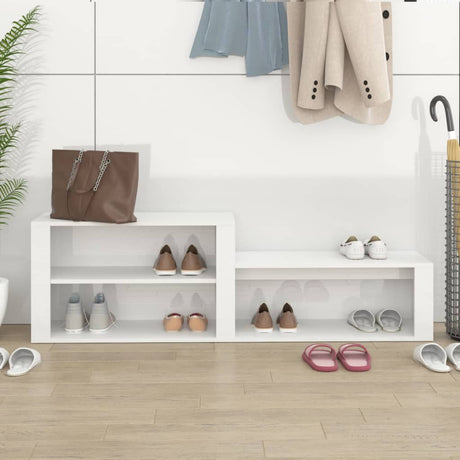 Armoire à chaussures Vidaxl 150x35x45 cm en bois de bois haute brillant blanc