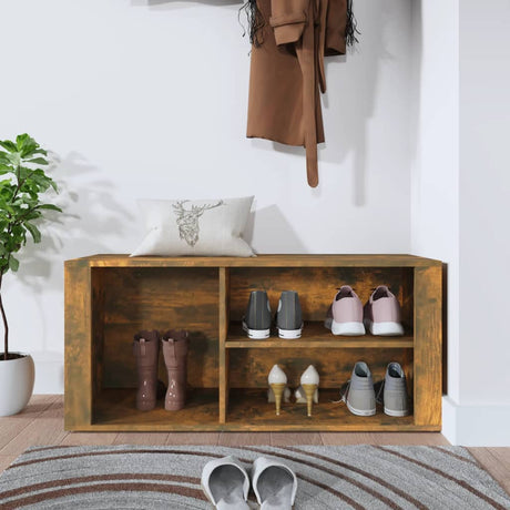 Armoire à chaussures Vidaxl 100x35x45 cm en bois de bois de chêne fumé coloré