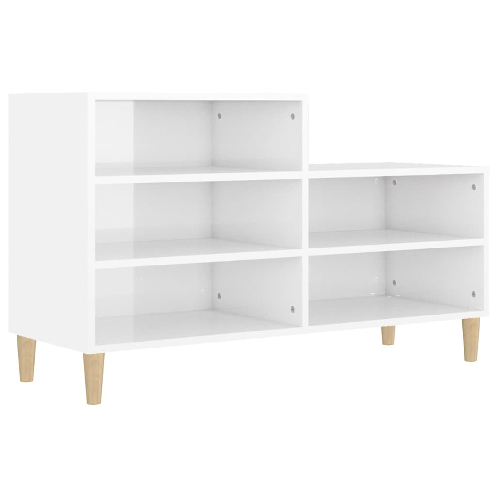 Gabinete de zapatos Vidaxl 102x36x60 cm de madera procesada de alto brillo blanco