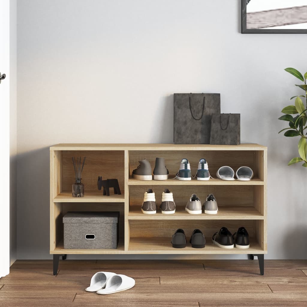 Armoire à chaussures Vidaxl 102x36x60 cm en bois de bois de chêne sonoma coloré