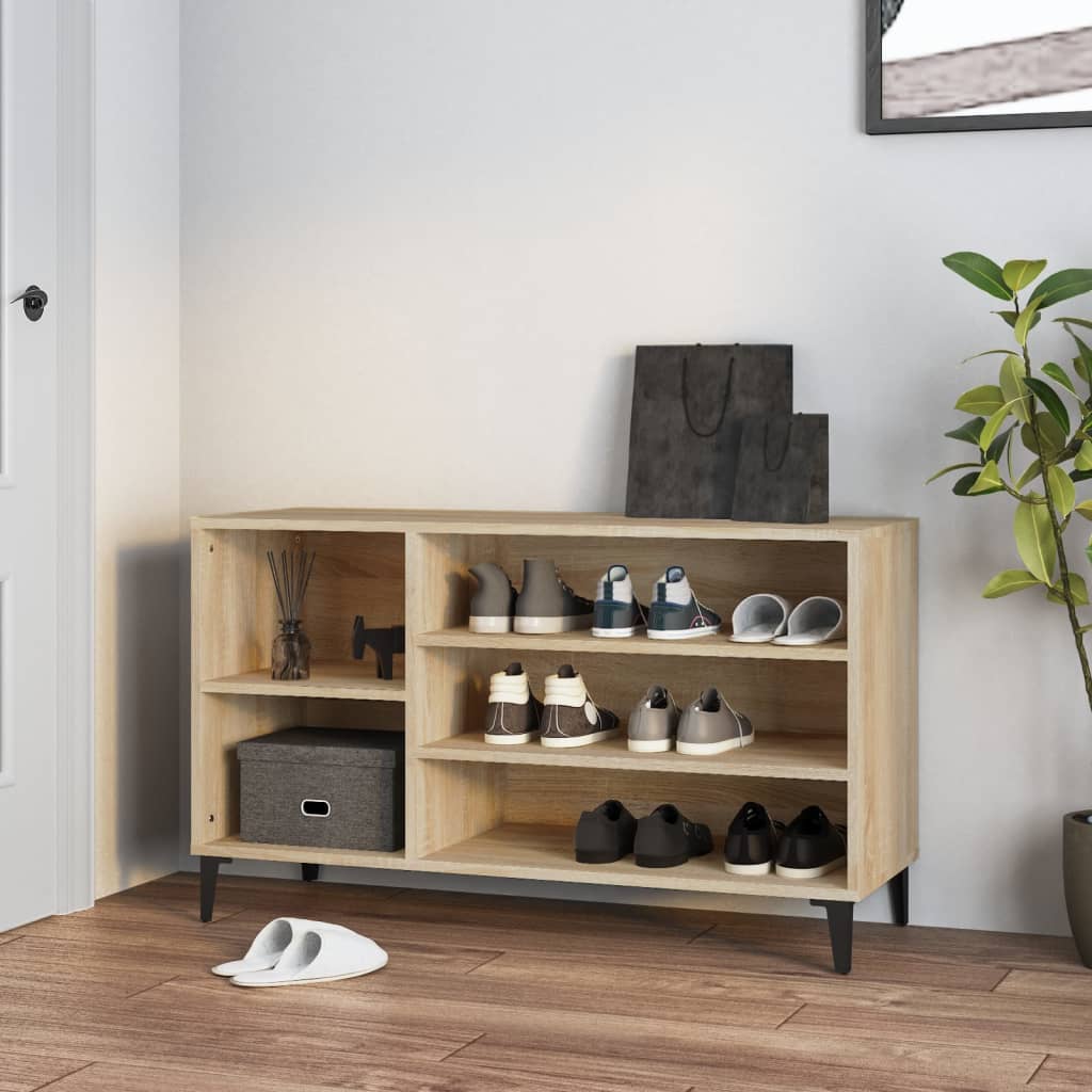 Armoire à chaussures Vidaxl 102x36x60 cm en bois de bois de chêne sonoma coloré