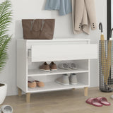 Armoire à chaussures Vidaxl 70x36x60 cm en bois de bois haute brillant blanc