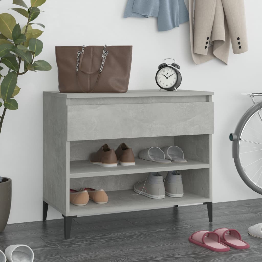 Armoire à chaussures Vidaxl 70x36x60 cm Betongrij en bois transformé