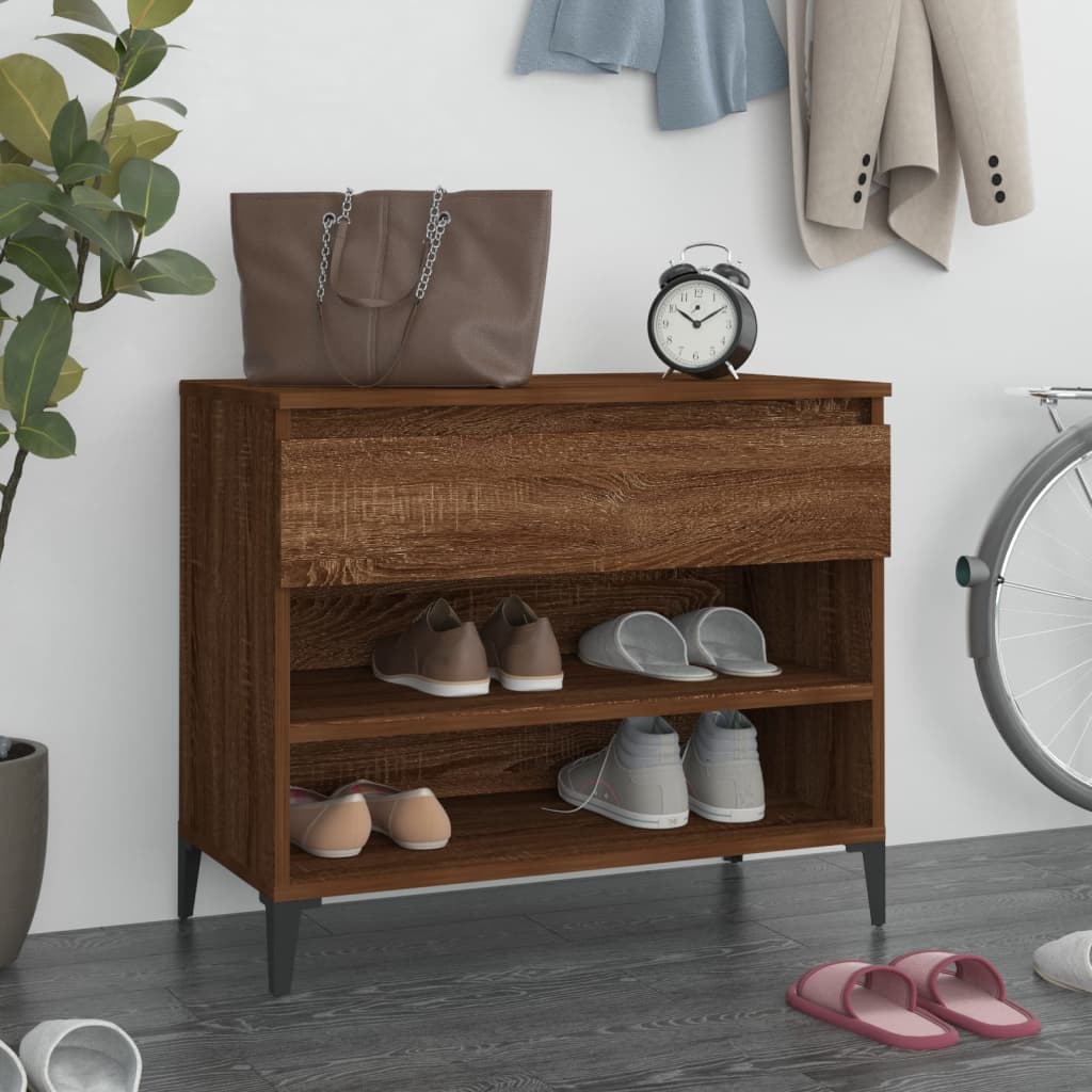 Armoire à chaussures Vidaxl 70x36x60 cm Couleur de chêne marron en bois transformé