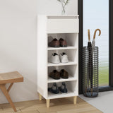 Armoire à chaussures vidaxl 40x36x105 cm bois transformé haut brillant blanc