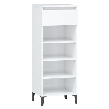 Rack de chaussure Vidaxl 40x36x105 cm Bois de bois de haut brillant blanc
