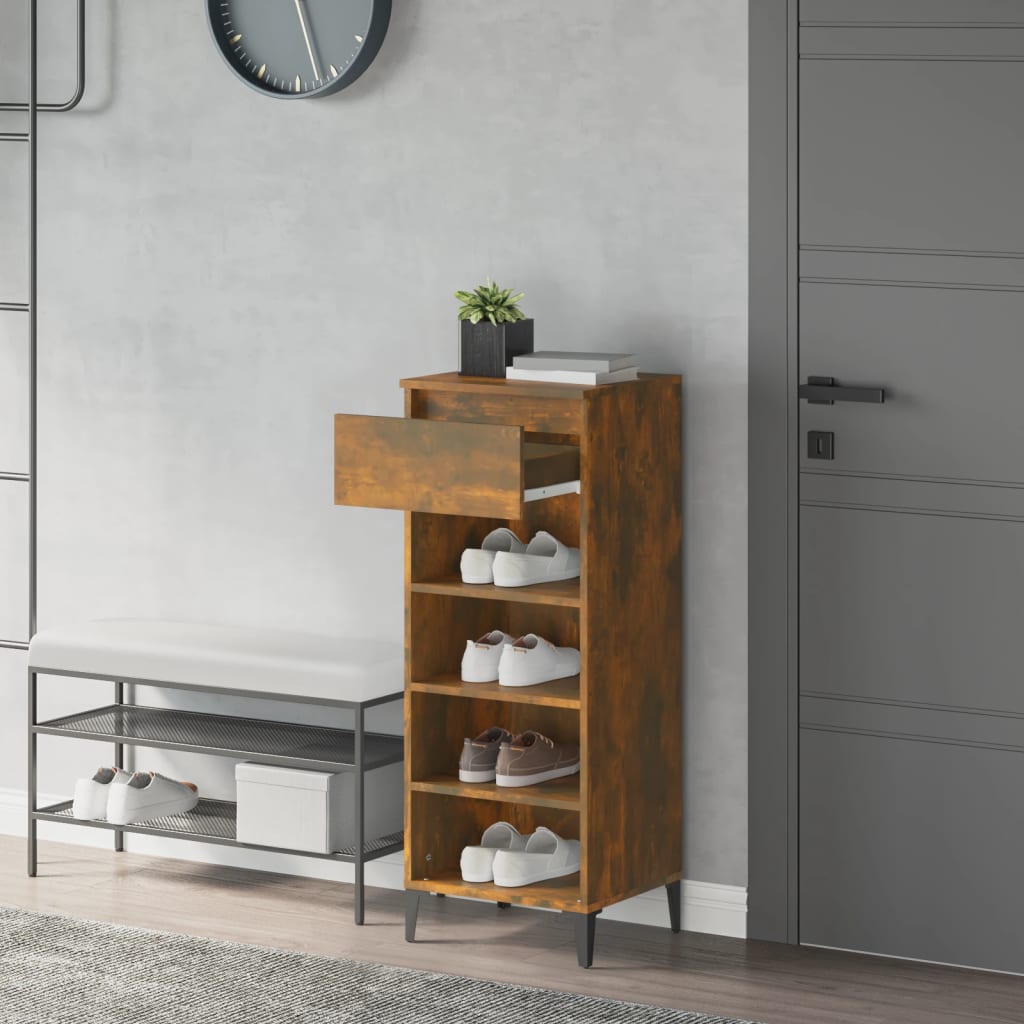 Rack de chaussures Vidaxl 40x36x105 cm Couleur de chêne fumé en bois transformé