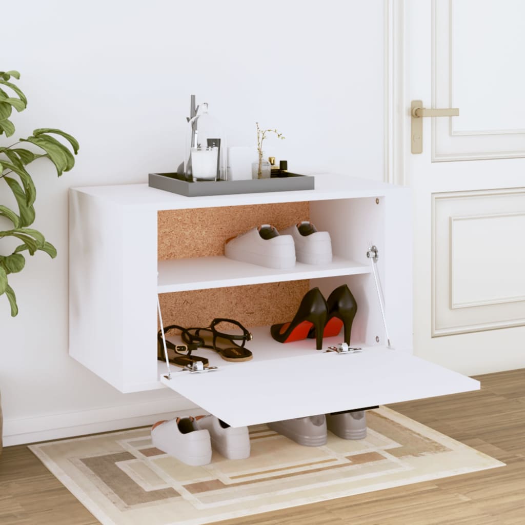 VidaXL wall shoe cabinet 70x35x38 cm processed wood white