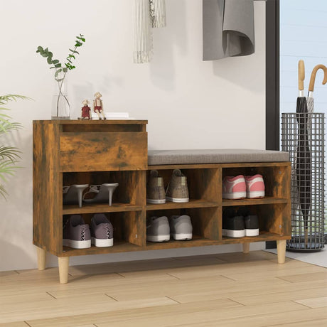 Armoire à chaussures Vidaxl 102x36x60 cm en bois de bois de bois fumé coloré