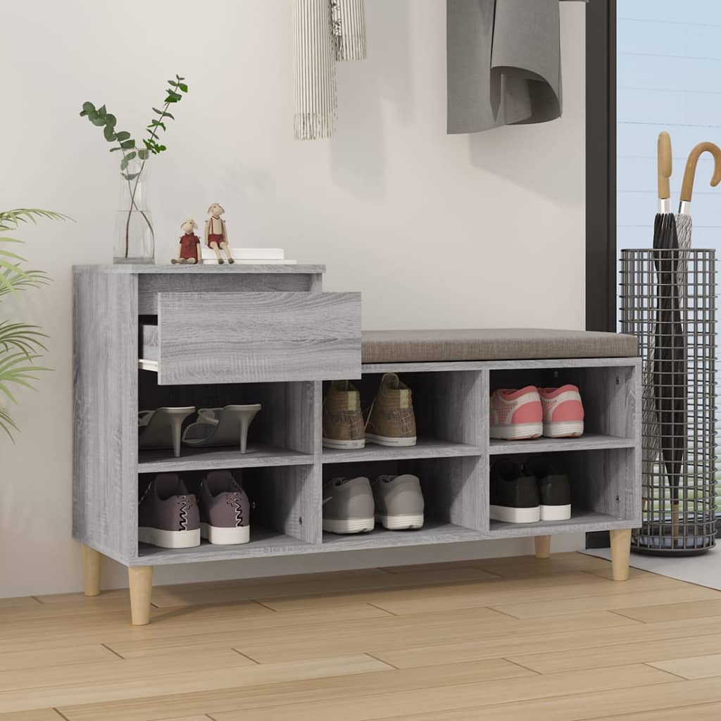 Gabinete de zapatos Vidaxl 102x36x60 cm de madera propiedad Sonoma gris