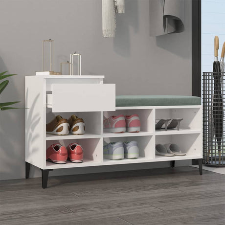 Armoire à chaussures Vidaxl 102x36x60 cm en bois de bois haut blanc