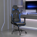 Vidaxl gamestoel met voetensteun kunstleer zwart en blauw