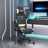 Vidaxl gamestoel met voetensteun stof zwart en crème