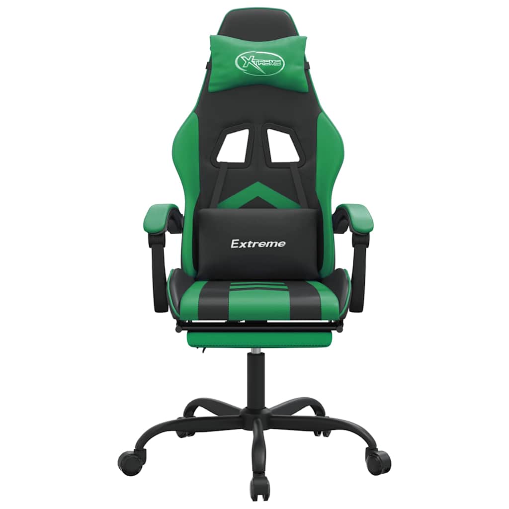 Vidaxl gamestoel met voetensteun kunstleer zwart en groen