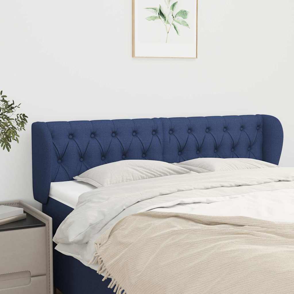 Vidaxl hoofdbord met randen 163x23x78 88 cm stof blauw