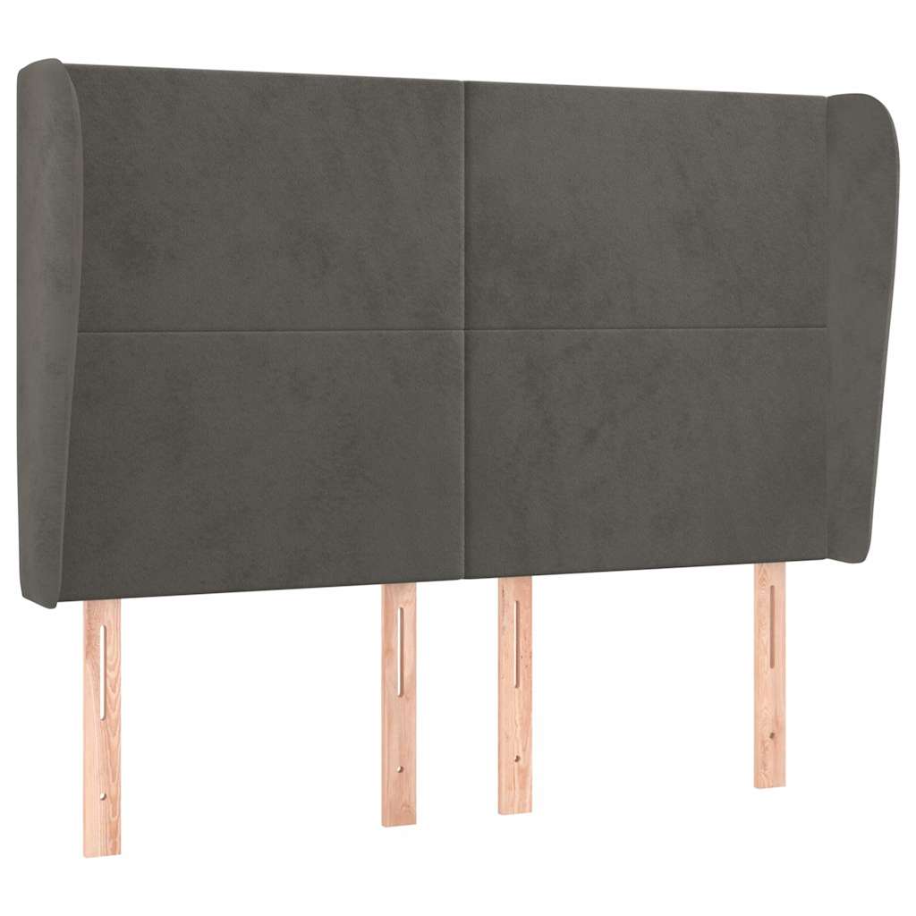 Vidaxl hoofdbord met randen 147x23x118 128 cm fluweel donkergrijs