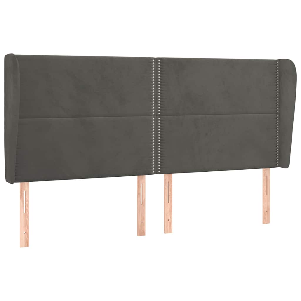 Vidaxl hoofdbord met randen 163x23x118 128 cm fluweel donkergrijs