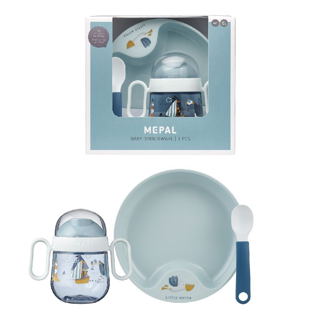 Mepal vaisselle bébé petits marins hollandais baie 3 pièces bleu