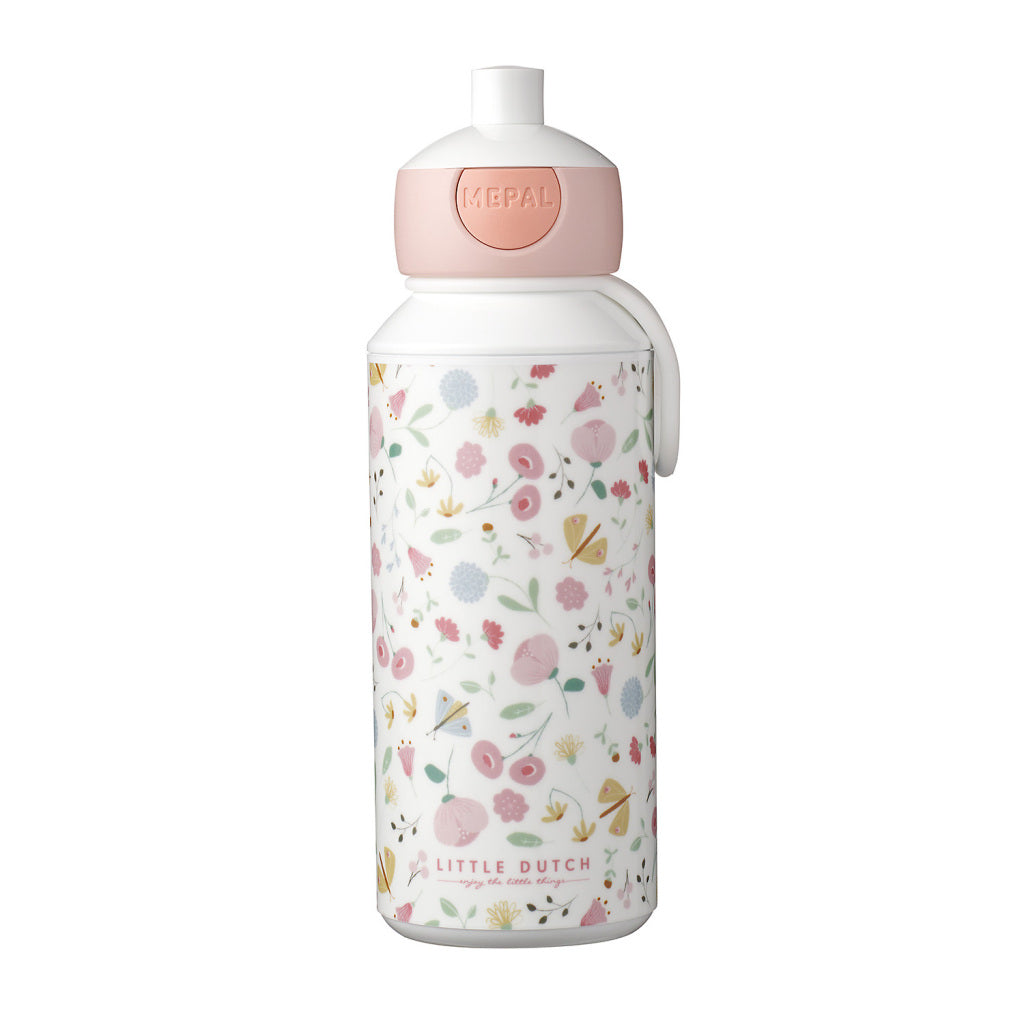 Mepal campus pop-up drinkfles flowers and butterflies 400 ml roze wit