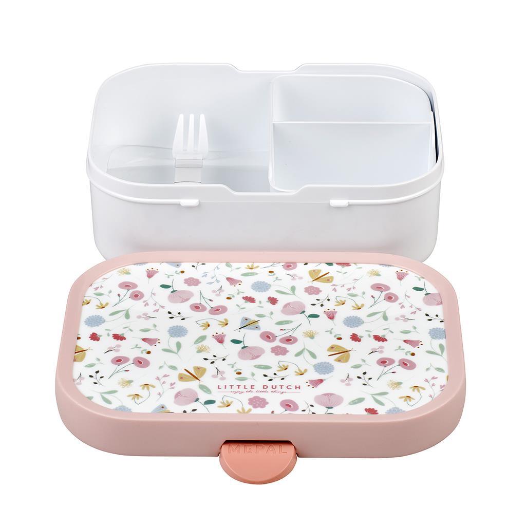 Mepal campus lunchbox flowers and butterflies roze wit