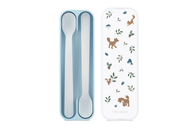 Mepal mio cuillère bébé Little Dutch - lot de 2 - manche long - vaisselle pour enfants - amis de la forêt