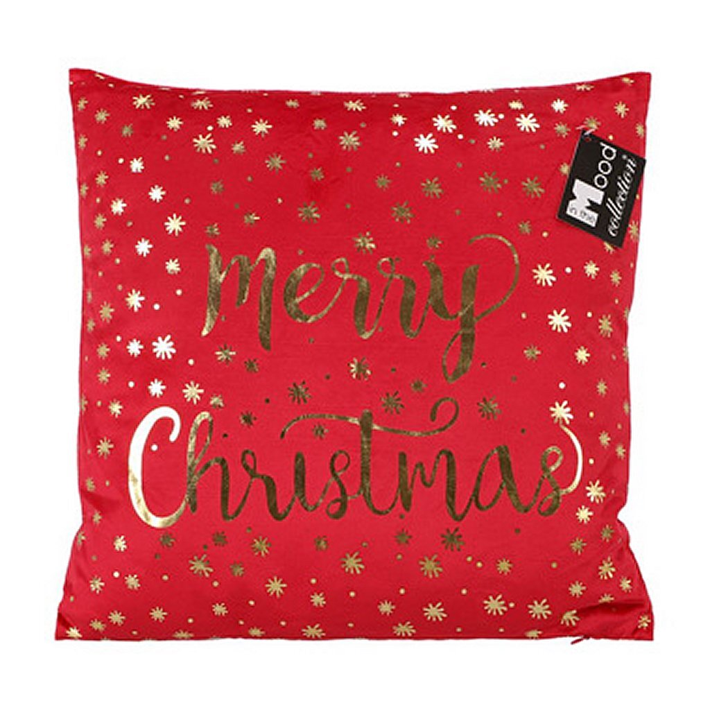 Overige merken kussen merry christmas rood 40x40x10 cm