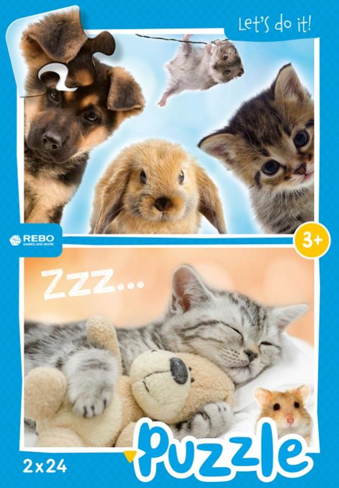 Puzzle Rebo 2x24 pièces - bébé anima