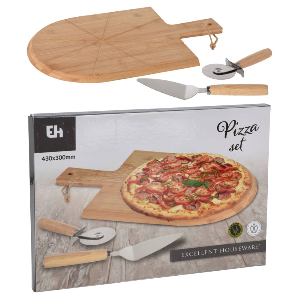 Eccellente Casalinga Casalinga Pizzare in 3 parti Set 43x30 cm Bamboo