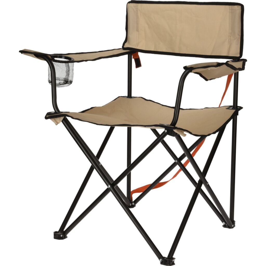 Chaise de camping pliante de jardin Pro en métal marron clair